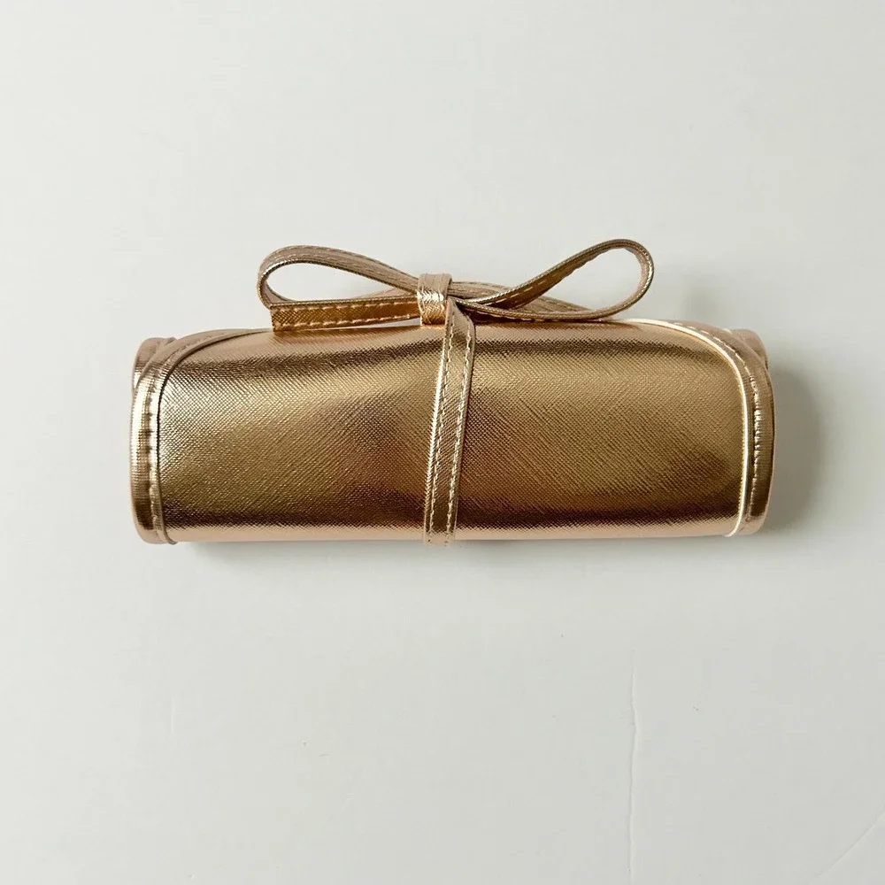 Kendra Scott Rose Gold Metallic Jewelry Roll Travel Organizer Case Tie Closure
